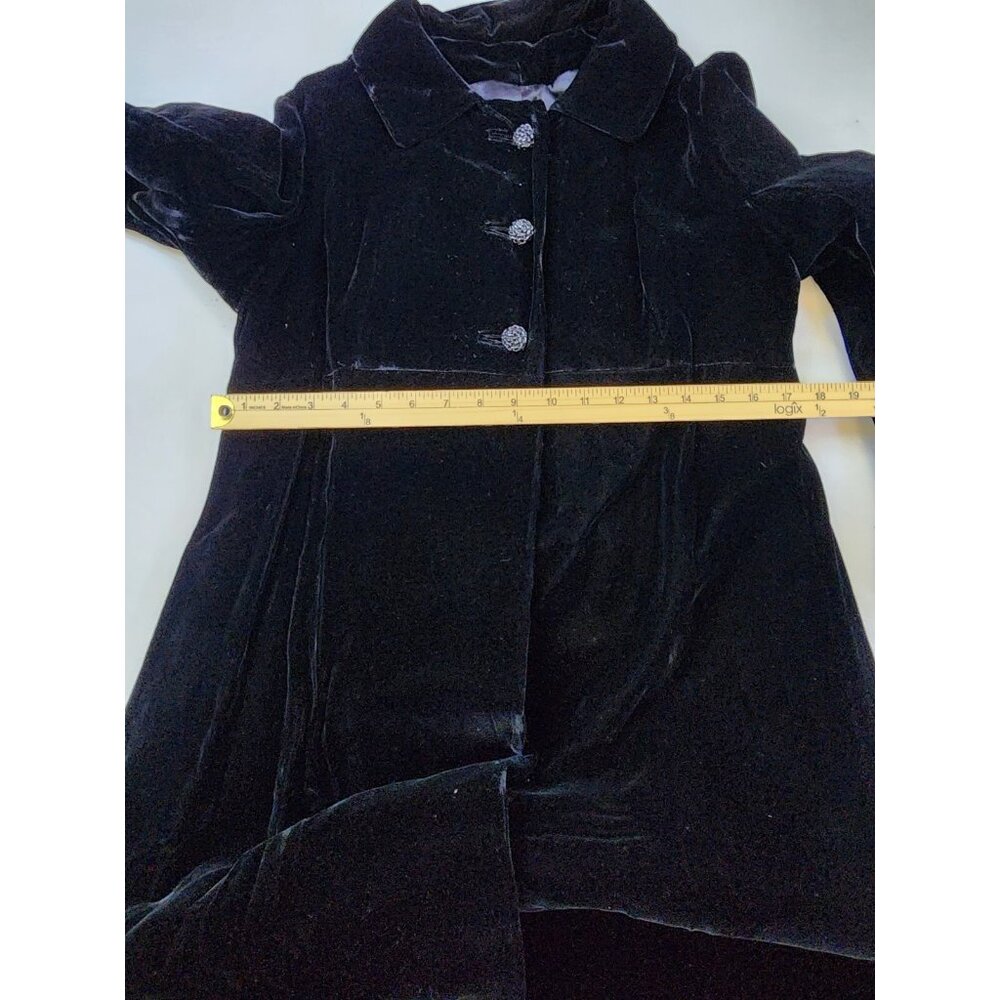 1940s VTG Black Velvet Opera Coat S Grandcoat Vampire Chic Old Hollywood Glamour - Picture 9 of 11